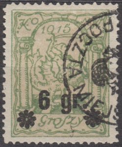 Poland Warsaw Town Post K.O.M.W.  1916 5 Groszy with 2 Gr overprint CTO