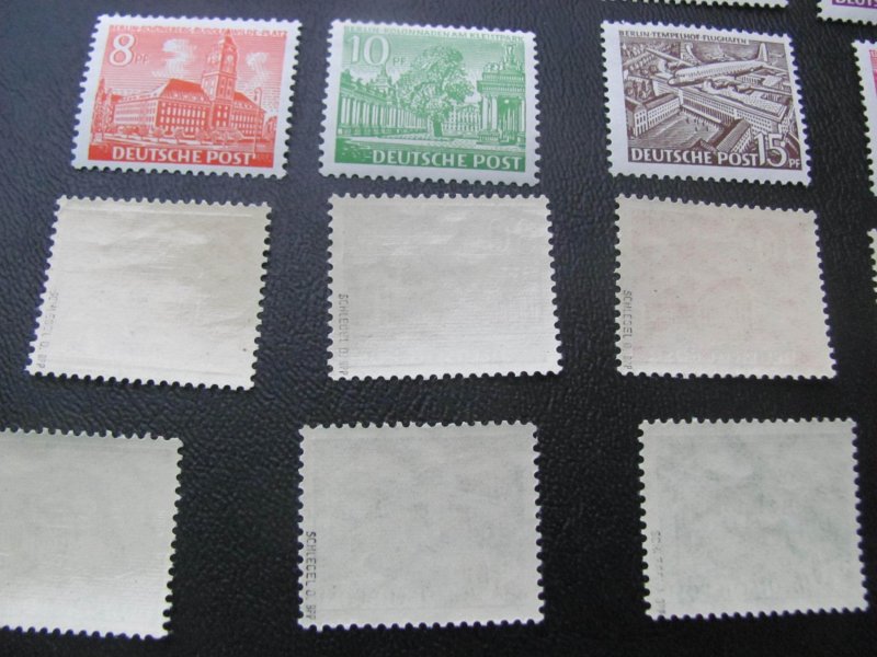 GERMANY BERLIN 1949 SIGNED SCHLEGEL MNH SC 9N42-60 BUILDINGS SET  $550+ (100)