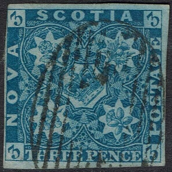 NOVA SCOTIA 1851 CROWN AND FLOWERS 3D USED 