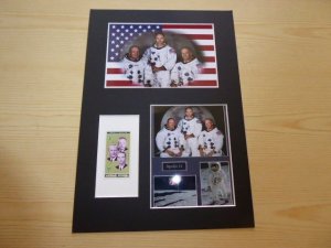 Apollo 11 Moon Landing Space Ajman stamp and mounted photographs mount size A4