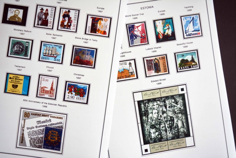 COLOR PRINTED ESTONIA 1918-2010 + 2011-2020 STAMP ALBUM PAGES (112 ill. pages)