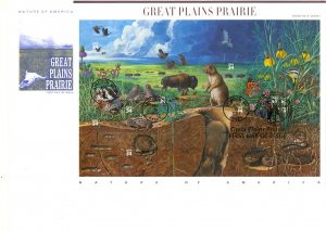 USA 2001 GREAT PLAINS PRAIRIE Pane on FDC Sc 3506 VFU