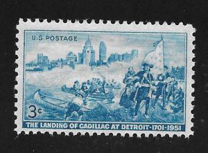 SC# 1000 - (3c) - 250th Anniv.landing of Cadillac at Detroit, MNH single