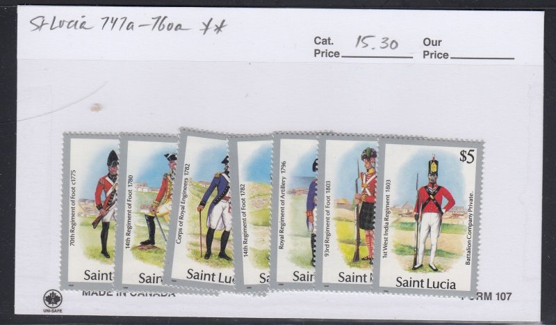 St Lucia 747a-760a Military Uniforms mnh