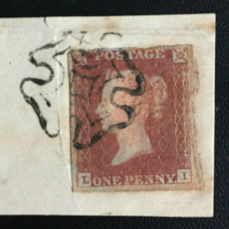 GB QV 1d imperf Fine Used on piece obliterated by Maltese Cross RINGWOOD GB3583