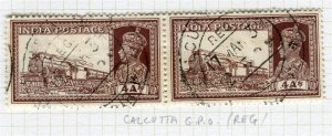 INDIA; Fine POSTMARK on early GVI issue used Pair, Calcutta GPO