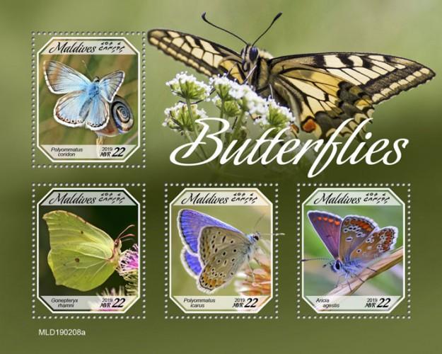 MALDIVES - 2019 - Butterflies  - Perf 4v Sheet - MNH