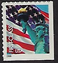 Catalog # 3972 Single Stamp Lady Liberty and U S Flag