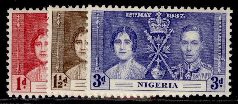 NIGERIA GVI SG46-48, 1937 CORONATION set, NH MINT.