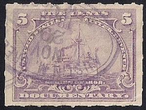 R167 5 cents Documentary Battleship used EGRADED XF 90 XXF