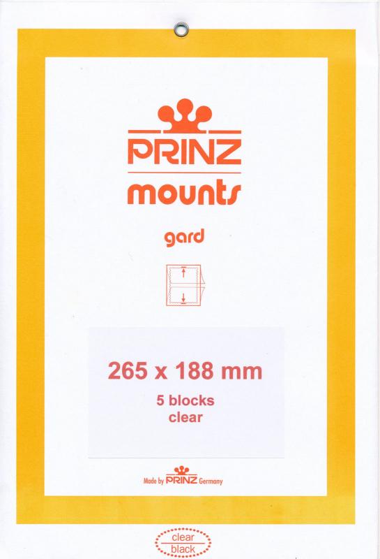 Prinz SCOTT Stamp Mount 188/265 mm - CLEAR - Pk of 5 (188x265 188 mm) STRIP 1074