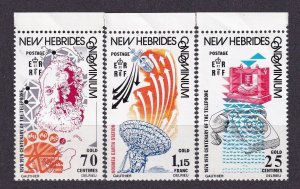 1976 New Hebrides 423-425 Eng 100 years of Telephone, Satellite
