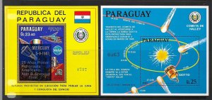 PARAGUAY Sc C653-4 NH 2 SOUVENIR SHEETS OF 1986 - SPACE