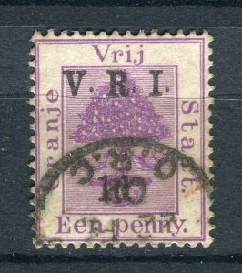 ORANGE FREE STATE; 1900 early QV classic VRI surcharge used value POSTMARK