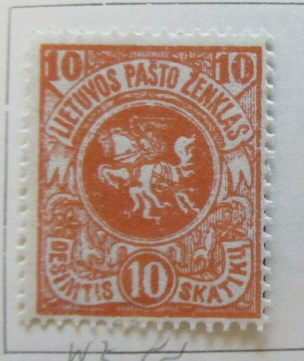 A11P4F1 Litauen Lituanie Lithuania 1919 Wmk Wavy Lines 10sk White Paper MH*