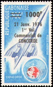Gabon #C173, Complete Set, 1976, Airplanes, Hinged