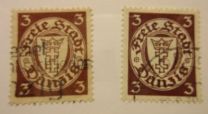 DANZIG Scott 168, 168a, USED, Cat $3.40