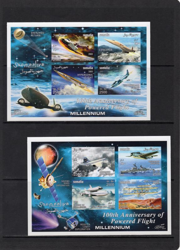 SOMALIA 2003 100th.Anniv.Powered Flight/Space Exploration 4 S/S Imperforated MNH