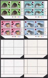 Falkland Is SG384/7 Birds Set in Plate Blocks of 4 U/M