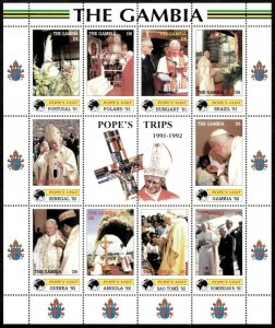 Gambia 2000 - Pope's Visits, Portugal, Poland - Sheet of 10v - Scott 2223 - MNH