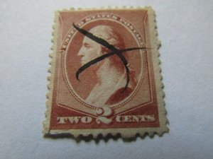 US Stamps, Scott # 210 Red Brown Used, 2c Washington 1883-visible Imperfections,