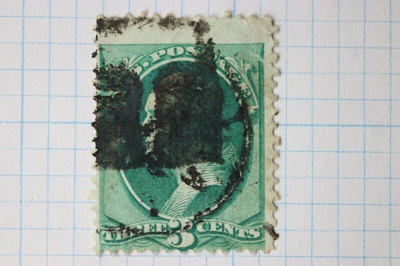 US sc#136A I Grill T postage due Negative image fancy cancel used corner bend