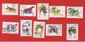 Russia #3000-3009 VF used   Dogs  Free S/H