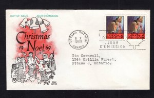 Canada #503 pair (1969 6c Christmas) Cole-B cachet FDC addressed - typed
