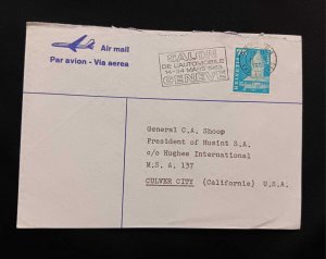 DM)1963, HELVETIA, LETTER SENT TO U.S.A, AIR MAIL, AUTO SHOW, WITH STAMPS