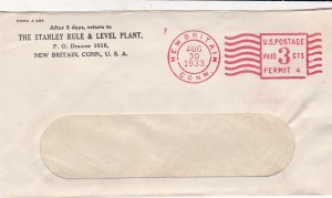 U.S. THE STANLEY RULE & LEVEL PLANT, 1933 New Britain Meter Mail Cover Rf 47368