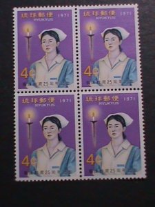 RYUKYU 1971 SC# 223-STUDENT NURSE-NURSE TRAINING 25TH ANNIV: MNH  BLOCK VF