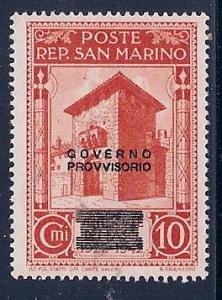 #229 San Marino 10c Provvisorio Overrpint Iss of 1943 Unused