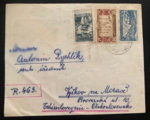1950 Homs Registered cover To Czechoslovakia Tax Stamp On The Back