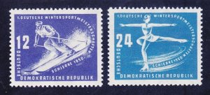 Germany DDR 51-52 MNH OG 1950 1st Winter Sports Skier & Skater Championship Set