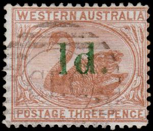 Western Australia Scott 57b, Perf. 14 (1885) Used F-VF, CV $75.00 M