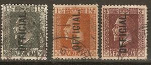 New Zealand 3 Diff. Officials Used F/VF 1916-19 SCV $5.10