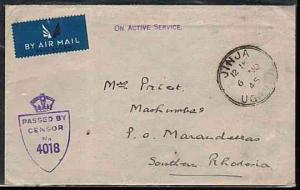 KENYA UGANDA TANGANYIKA 1945 OAS cover censored ex Jinja to Rhodesia