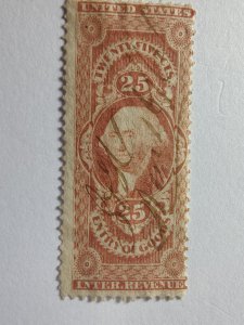 SCOTT #R45 USED TWENTY FIVE CENT HAND STAMPED BEAUTIFUL STAMP