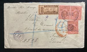 1893 Medellin Colombia Registered Cover To Fribourg Switzerland Via London