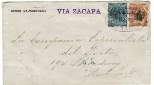 Salvador 1902 oval purple cancel on cover to the U.S., sent via Zacapa