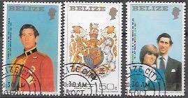 Belize #548 - 550 Royal Wedding. Lady Diana & Prince Charles