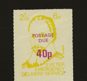 GB 1971 postal Strike Exeter Emergency Delivery Navigator 40p Postage Due  MNH