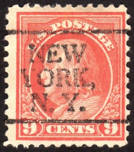 1917, US 9c, Franklin, Used, Sc 509