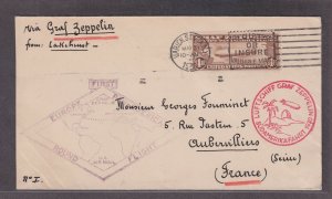 US C14 $1.30 Air Mail on Flight Cover to France VF SCV $400