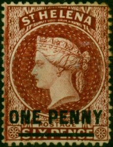 St Helena 1880 1d Lake SG27 Fine Unused