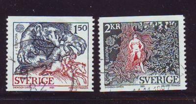 Sweden Sc1352-3 1981 Europa Troll Lady stamps used