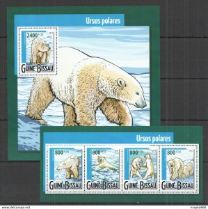 2015 Guinea-Bissau Animals Fauna Wild Polar Bears Kb+Bl ** Stamps St975