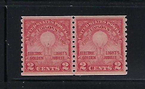 US #656 1929 ELECTRIC LIGHT- COIL PERF 10 VERTICALLY- PAIR  MINT NEVER HINGED