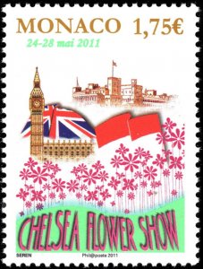 Monaco 2011 MNH Stamps Scott 2626 Flowers Flags Architecture