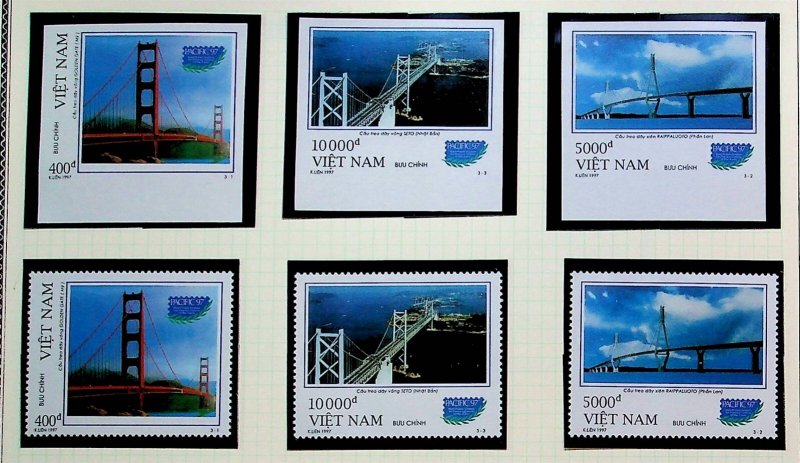 NORTH VIETNAM Sc 2768-70 NH ISSUE OF 1997 - BRIDGES - (CJ25)
